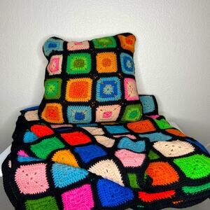 Vintage Crochet Pillow & Throw Blanket